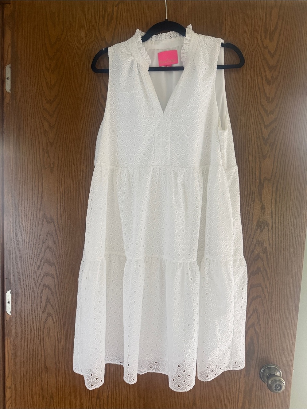 Lilly Pulitzer White Eyelet Sleeveless Tiered Dress
